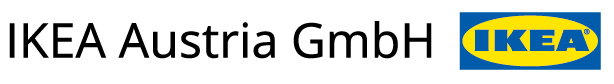 Schriftzug „IKEA Austria GmbH“ in Schwarz, daneben das IKEA-Logo in Blau und Gelb.