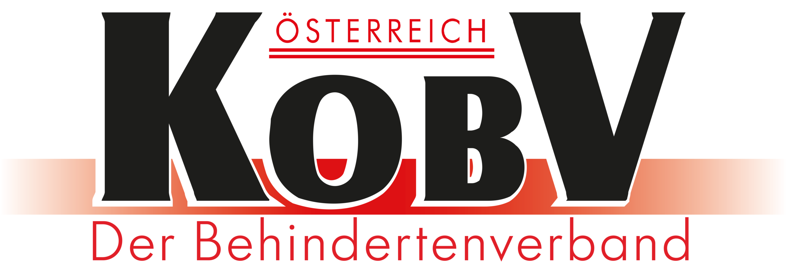 Logo des KOBV Österreich mit dem Untertitel „Der Behindertenverband“ in roten Buchstaben.